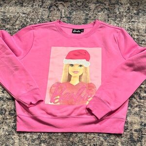Barbie Pink Crew Neck Sweater with Festive Design Girls Large 14/16